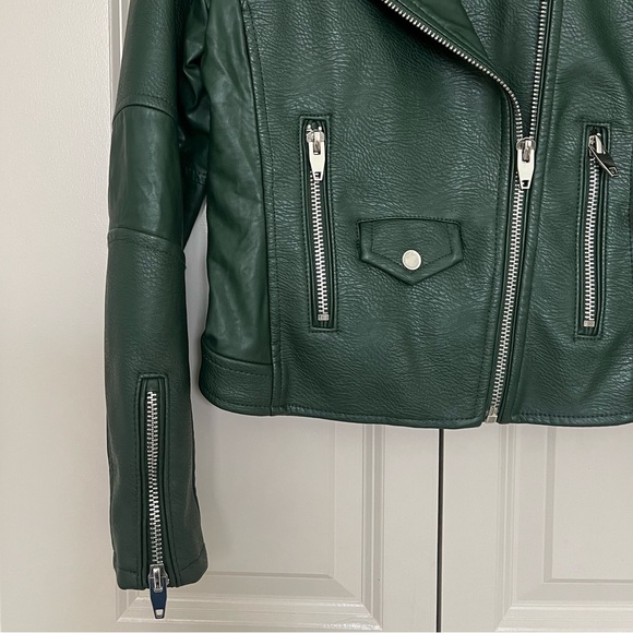 BLANKNYC Easy Rider Faux LeatherMoto Jacket (Dark Green) SMALL - Picture 5 of 14